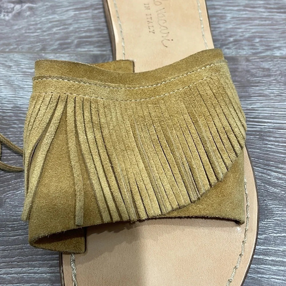 Niccolo Vacari Leather Fringe Slip On Slide Sandal Made in Italy 8 - Picture 7 of 14